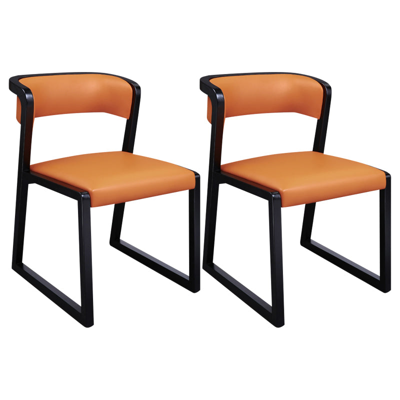 Open Back Side Chair Industrial Style PU Leather Dining Chairs for Home