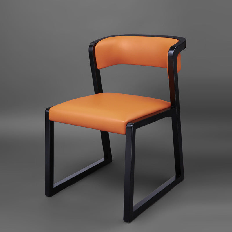 Open Back Side Chair Industrial Style PU Leather Dining Chairs for Home