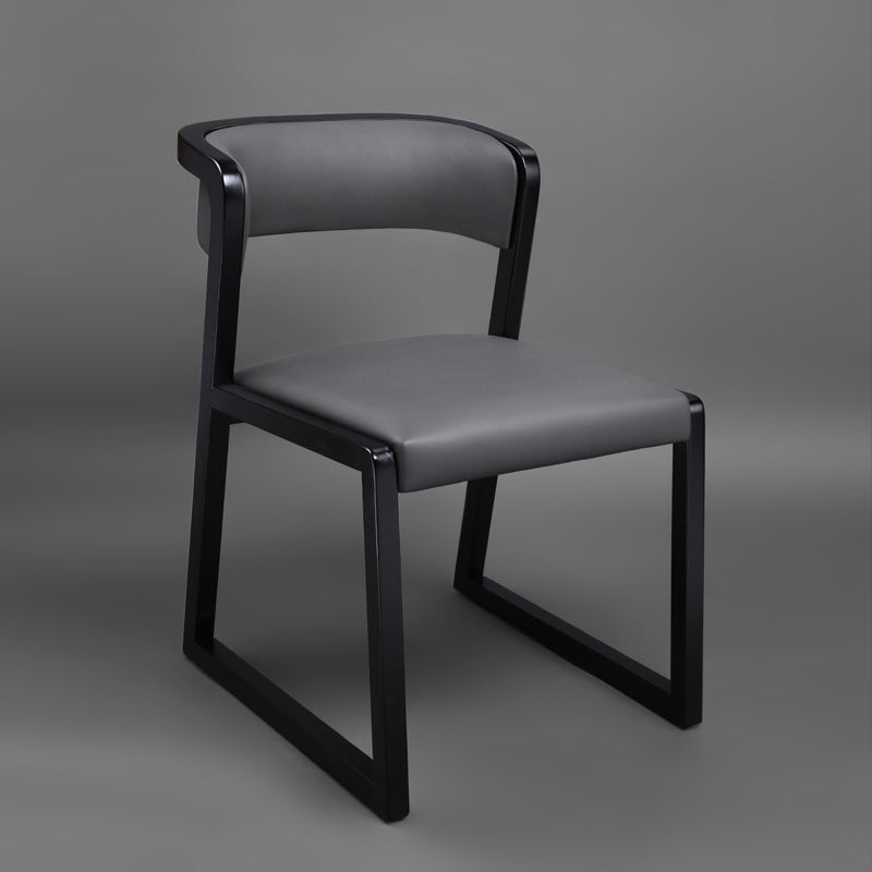 Open Back Side Chair Industrial Style PU Leather Dining Chairs for Home
