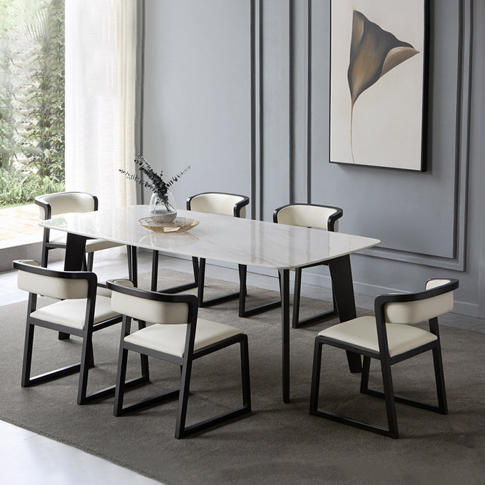 Open Back Side Chair Industrial Style PU Leather Dining Chairs for Home