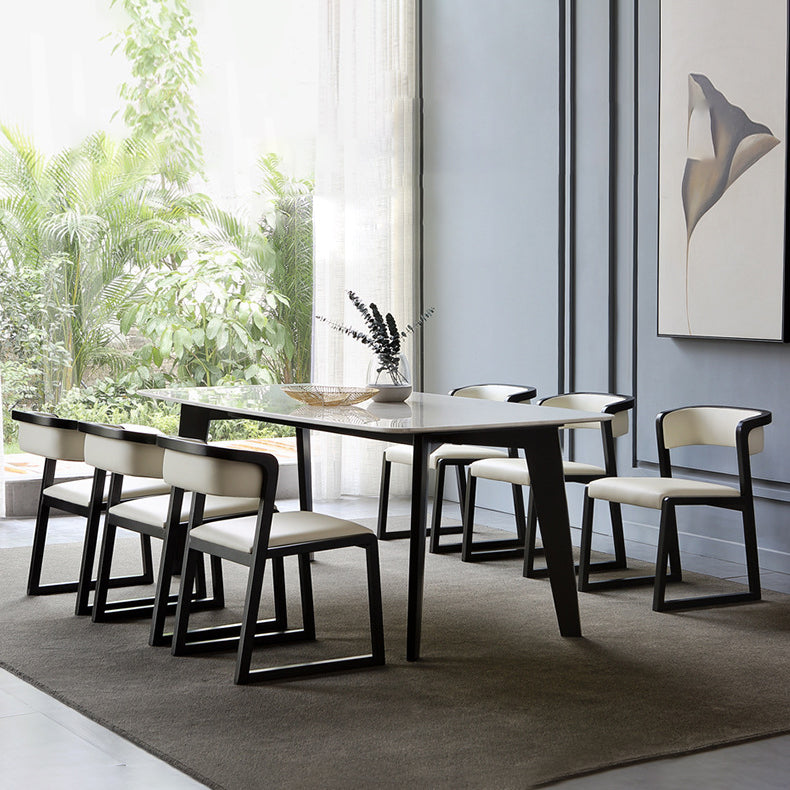 Open Back Side Chair Industrial Style PU Leather Dining Chairs for Home