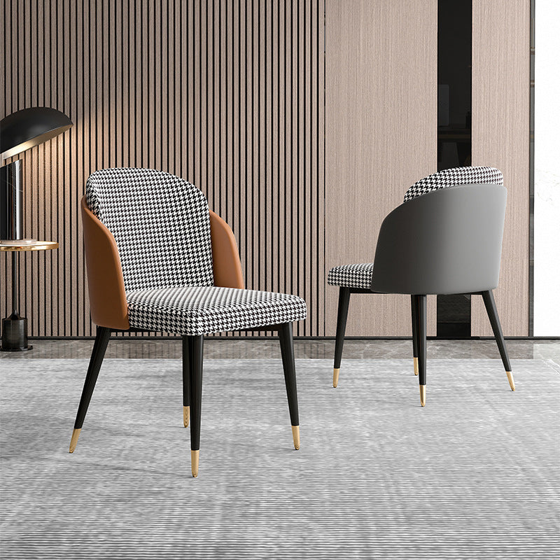 Nordic Style Upholstered Side Chairs Solid Back Armless Dining Chair