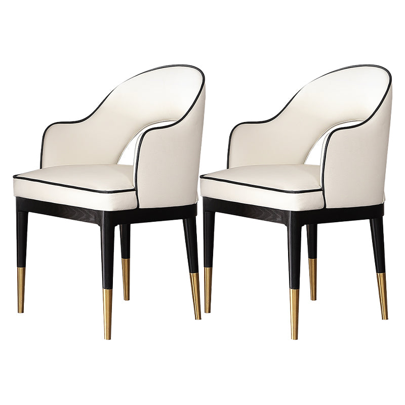 Glam Style Arm Chair Wood Open Back Dining Side Chair for Kitchen with Upholstered