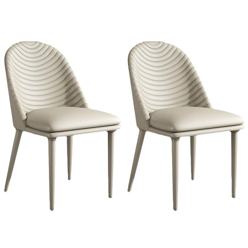 Modern Dining Room Side Chairs Faux Leather Armless Dining Chairs