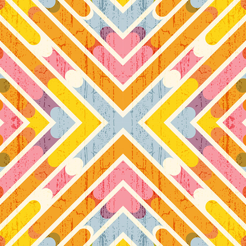 Decorative Wallpaper Illustration Moisture Resistant Geometric Wall Mural