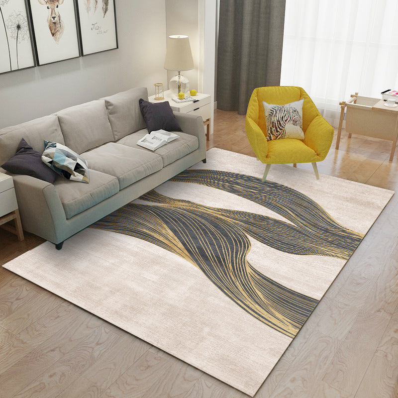 Leisure Carpet Modern Abstract Print Carpet Washable Polyester Rug with Non-Slip Backing