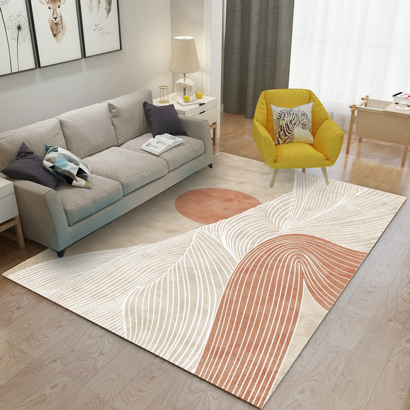 Leisure Carpet Modern Abstract Print Carpet Washable Polyester Rug with Non-Slip Backing