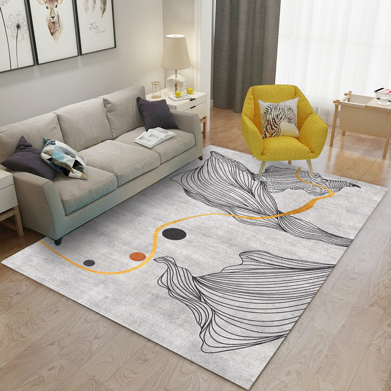 Leisure Carpet Modern Abstract Print Carpet Washable Polyester Rug with Non-Slip Backing