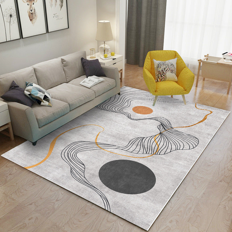 Leisure Carpet Modern Abstract Print Carpet Washable Polyester Rug with Non-Slip Backing