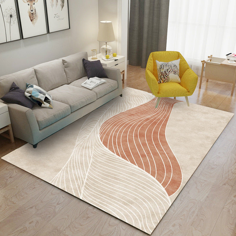 Leisure Carpet Modern Abstract Print Carpet Washable Polyester Rug with Non-Slip Backing