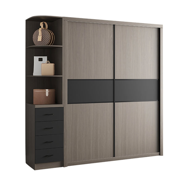 Brown Engineered Wood Wardrobe Closet Contemporary Wardrobe Cabinet