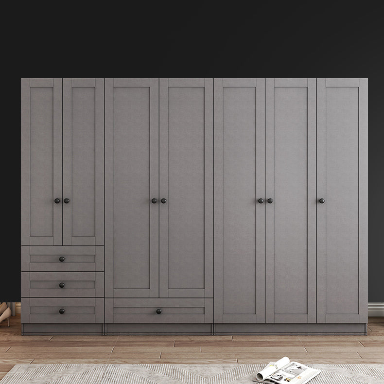 Contemporary Grey Wardrobe Armoire Engineered Wood Wardrobe Closet
