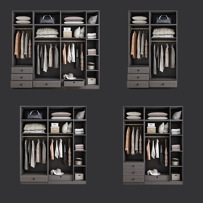 Contemporary Grey Wardrobe Armoire Engineered Wood Wardrobe Closet