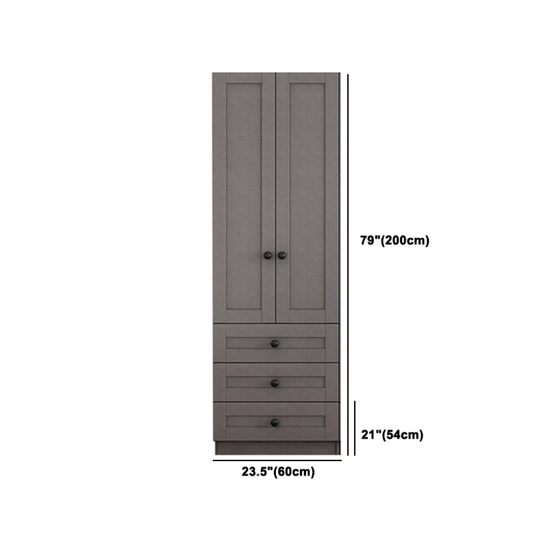 Contemporary Grey Wardrobe Armoire Engineered Wood Wardrobe Closet