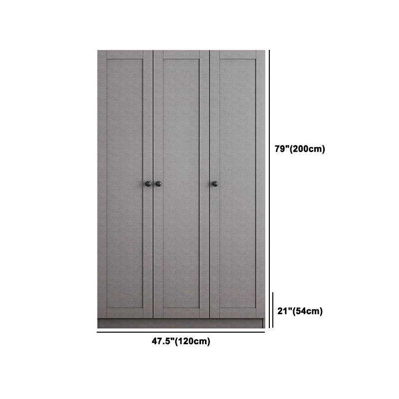 Contemporary Grey Wardrobe Armoire Engineered Wood Wardrobe Closet