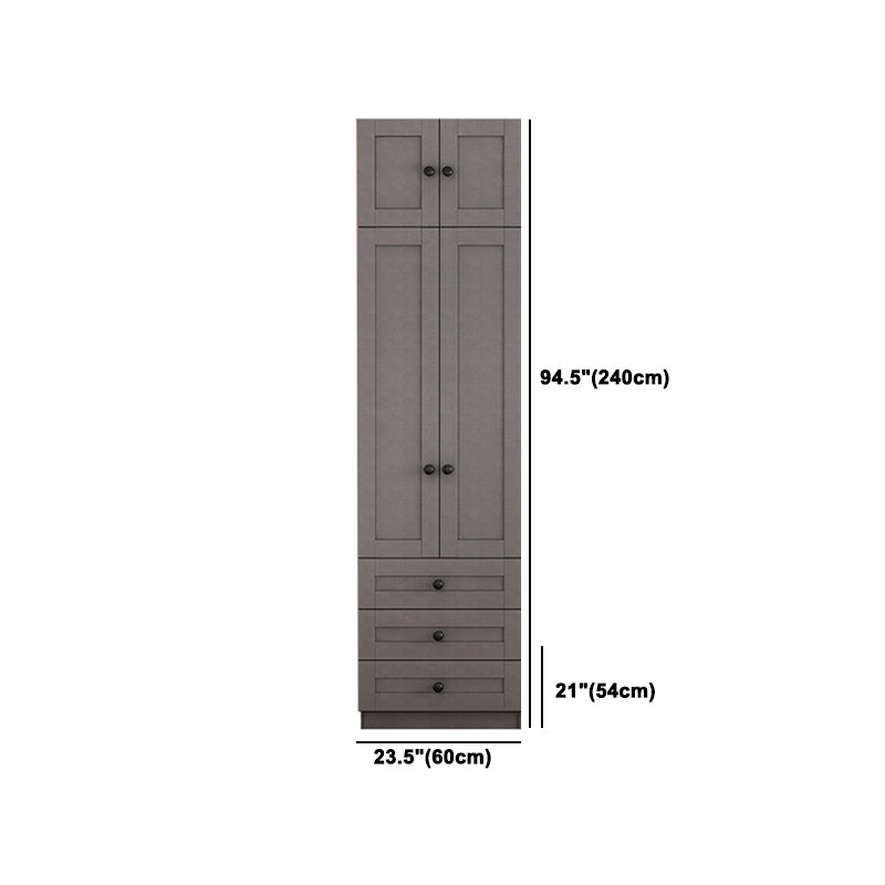 Contemporary Grey Wardrobe Armoire Engineered Wood Wardrobe Closet