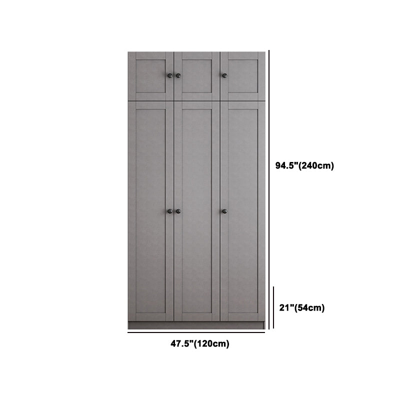 Contemporary Grey Wardrobe Armoire Engineered Wood Wardrobe Closet