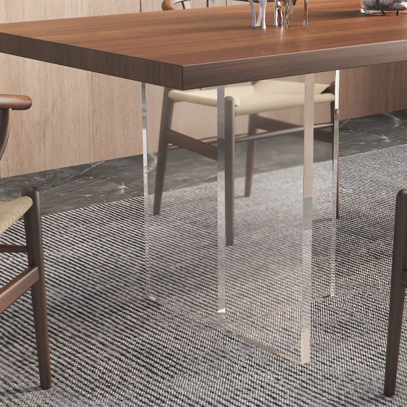 Modern Dining Furniture Set 1/6 Pcs Dark Brown Solid Wood Dining Table and Chairs