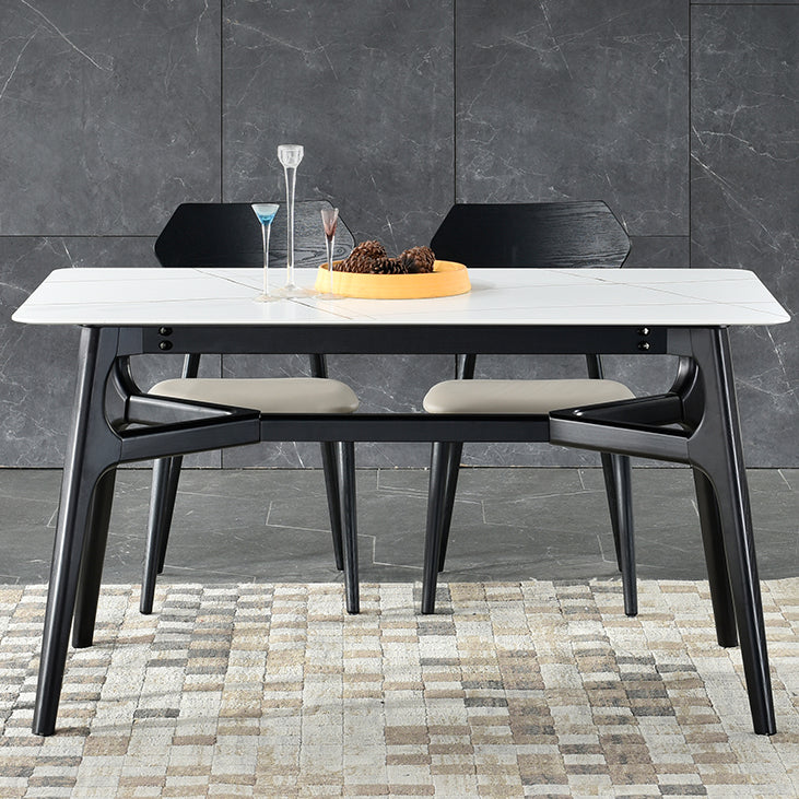 Modern 1/3/4/5/6 Pieces Dinette Set Rectangle White Stone and Wood Dining Set