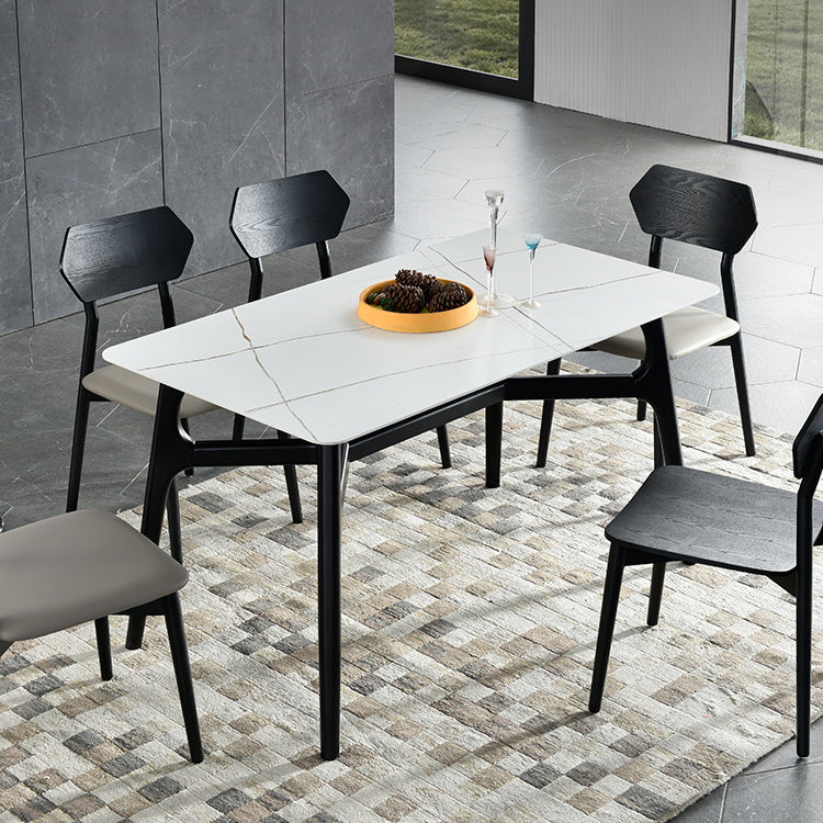 Modern 1/3/4/5/6 Pieces Dinette Set Rectangle White Stone and Wood Dining Set