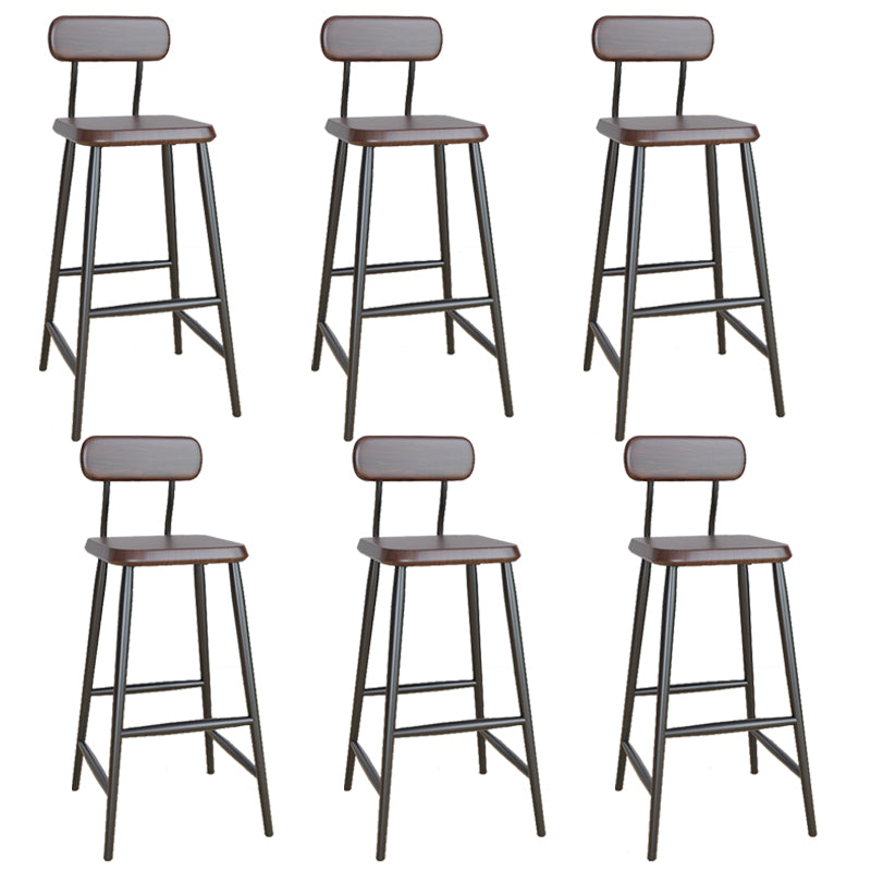 Industrial Square Bar Stool Solid Wood Armless Bar Chair with Metal Legs