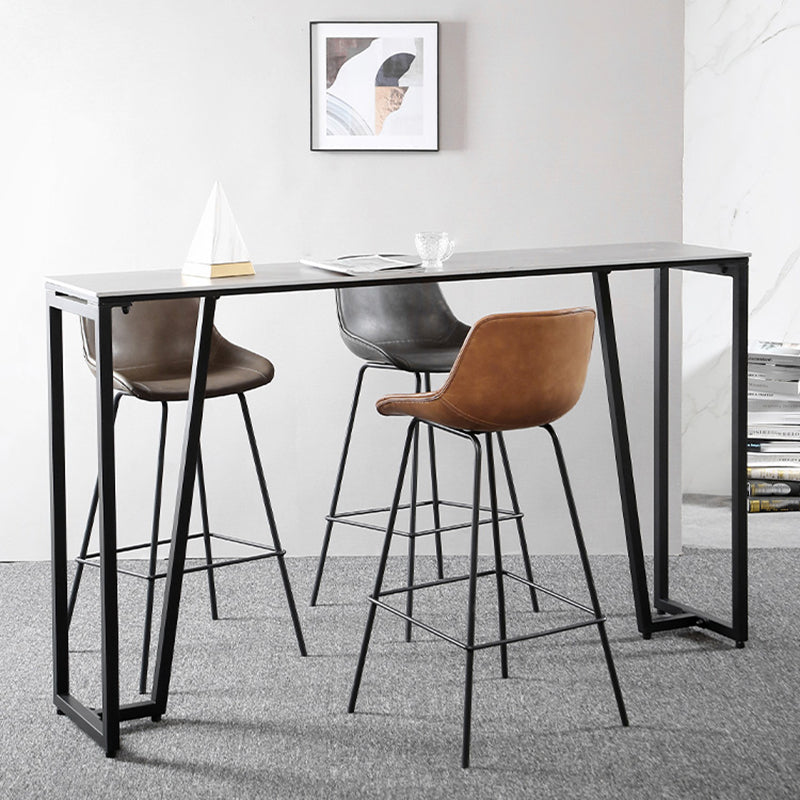 Metal Legs Bucket Bar Stool Industrial Faux Leather Armless Counter Stool