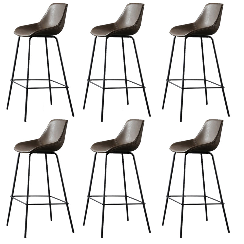Metal Legs Bucket Bar Stool Industrial Faux Leather Armless Counter Stool