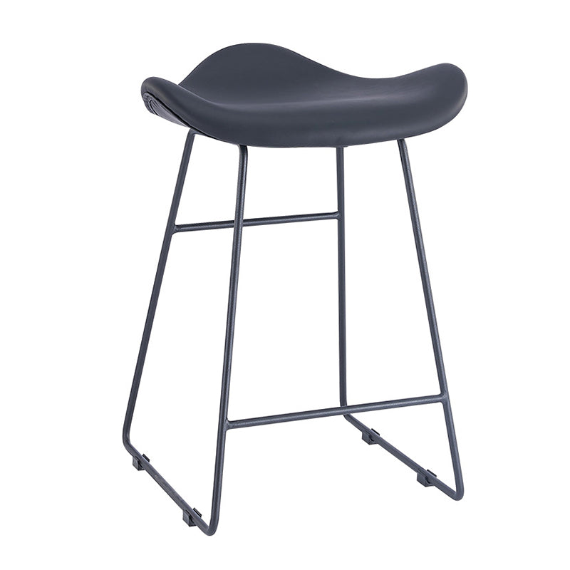 Armless Faux Leather Bar Stool Modern Counter Stool with Metal Counter Stool