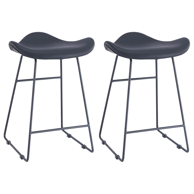 Armless Faux Leather Bar Stool Modern Counter Stool with Metal Counter Stool