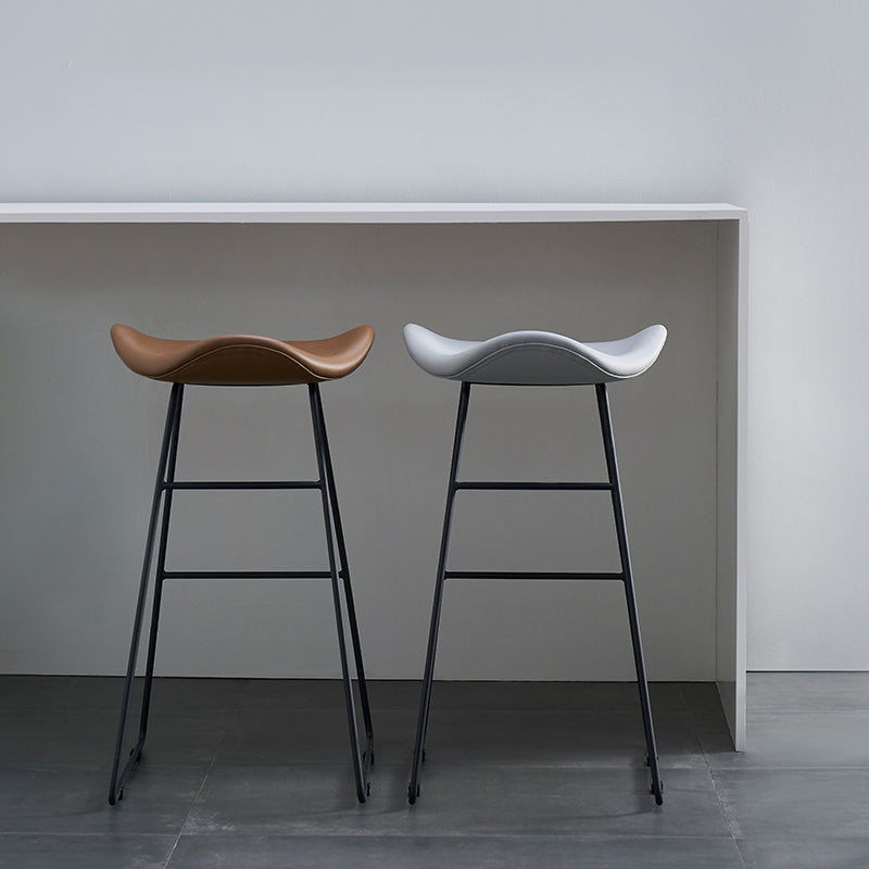 Armless Faux Leather Bar Stool Modern Counter Stool with Metal Counter Stool