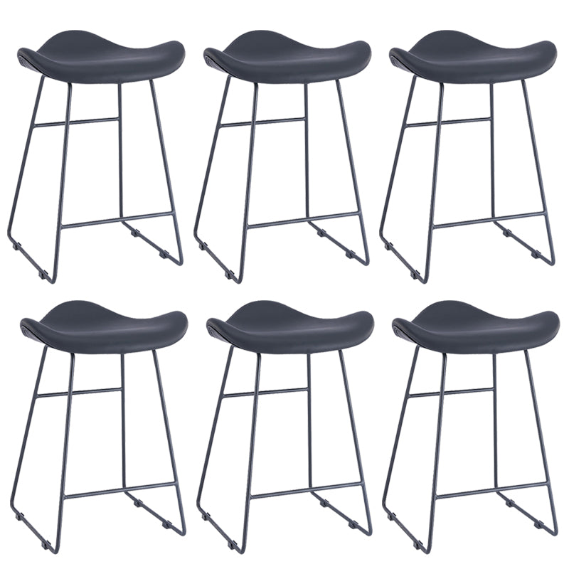 Armless Faux Leather Bar Stool Modern Counter Stool with Metal Counter Stool