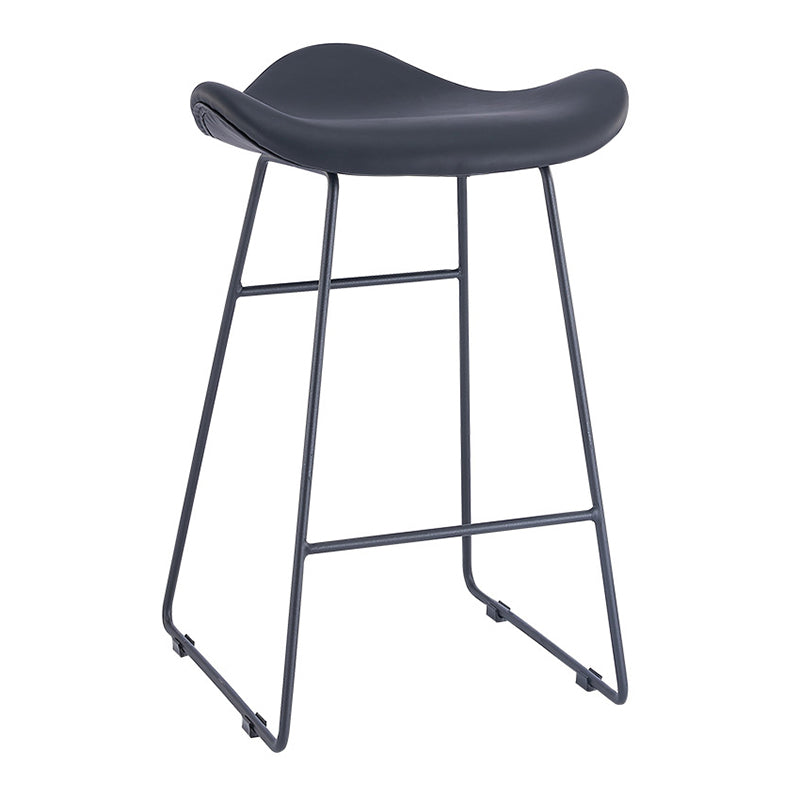 Armless Faux Leather Bar Stool Modern Counter Stool with Metal Counter Stool