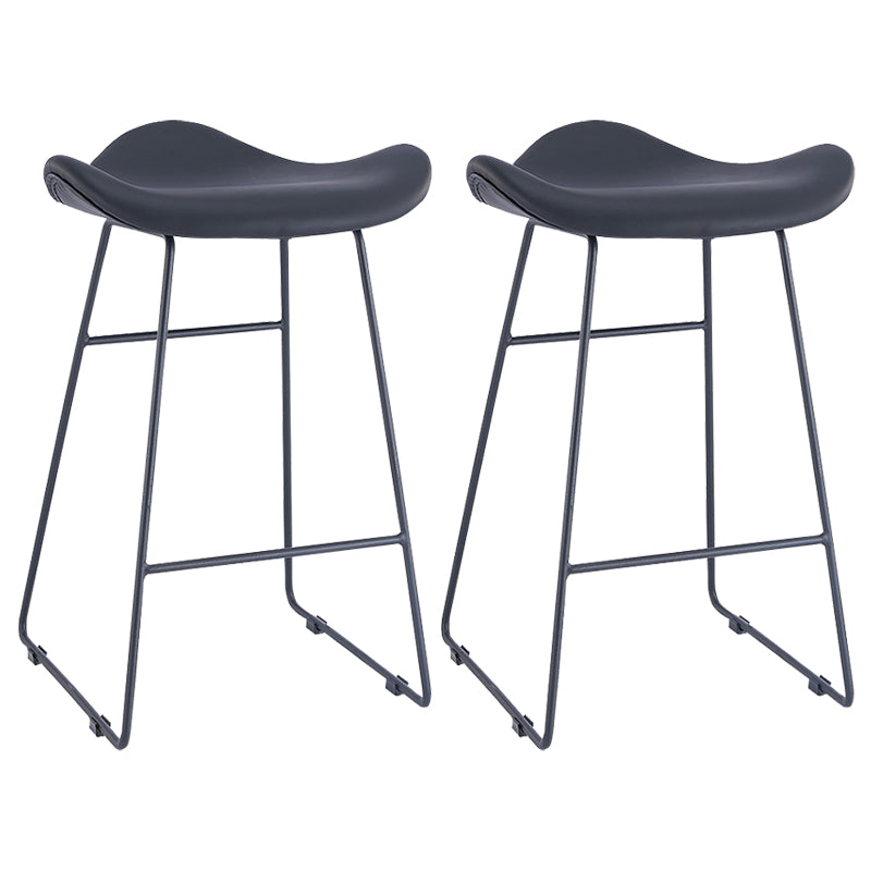 Armless Faux Leather Bar Stool Modern Counter Stool with Metal Counter Stool