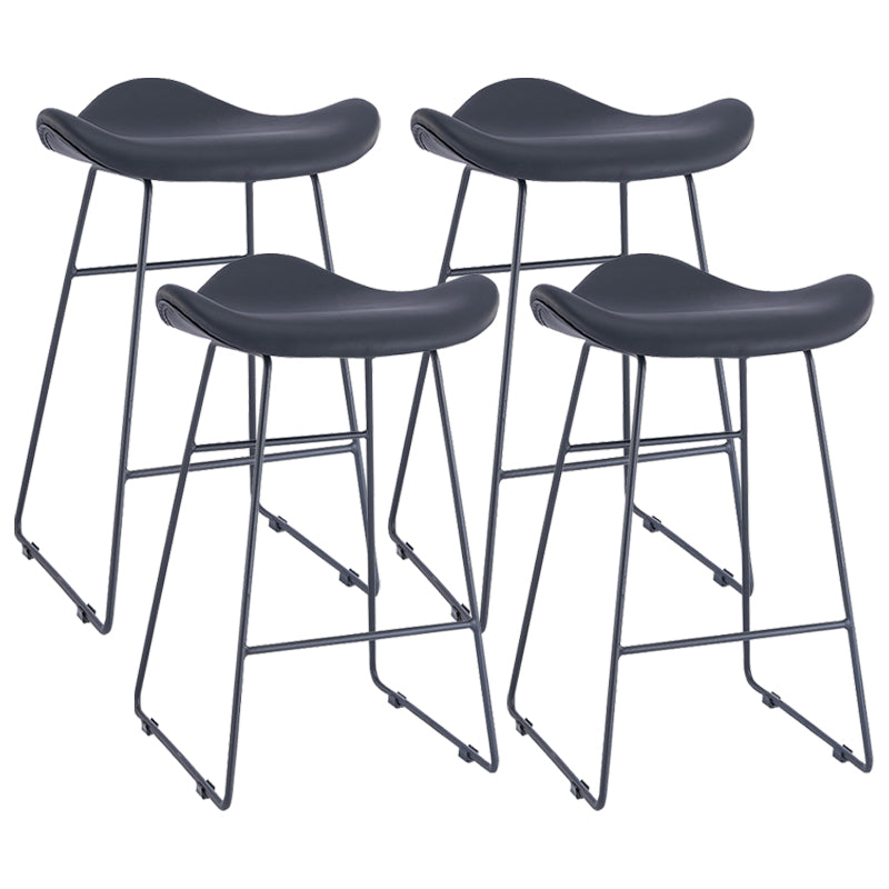 Armless Faux Leather Bar Stool Modern Counter Stool with Metal Counter Stool