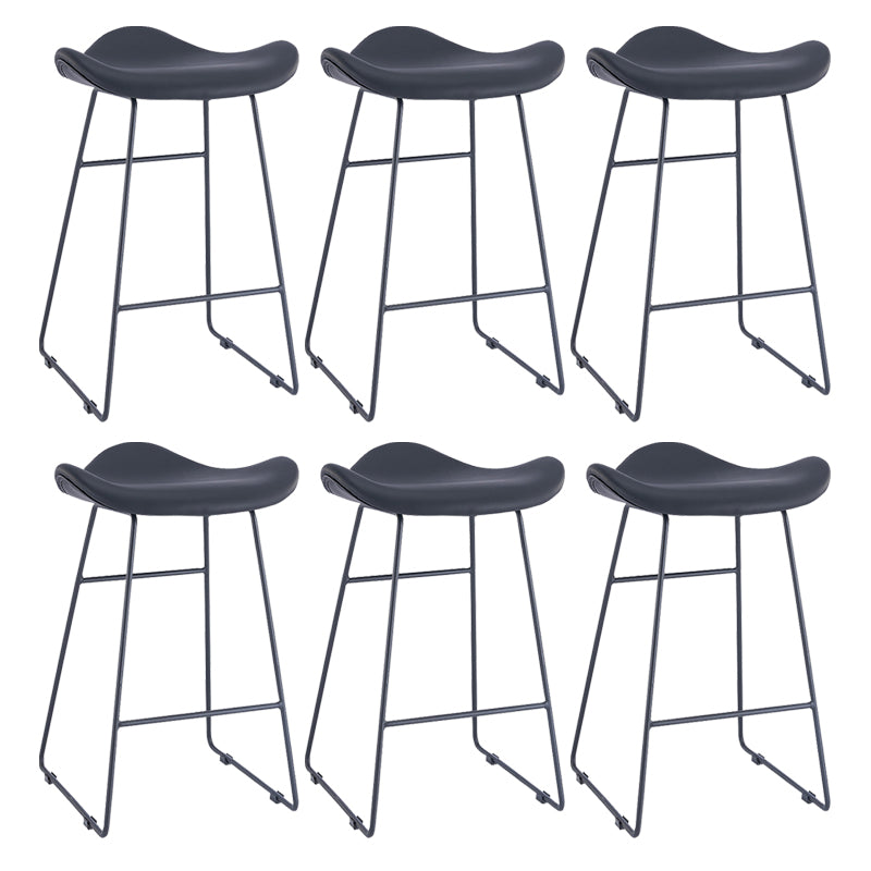 Armless Faux Leather Bar Stool Modern Counter Stool with Metal Counter Stool
