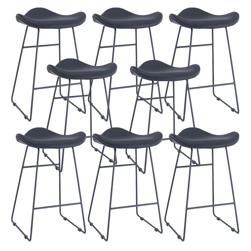 Armless Faux Leather Bar Stool Modern Counter Stool with Metal Counter Stool
