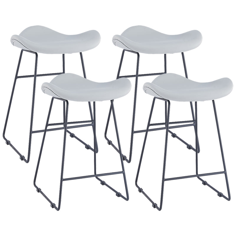 Armless Faux Leather Bar Stool Modern Counter Stool with Metal Counter Stool