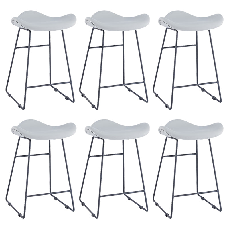 Armless Faux Leather Bar Stool Modern Counter Stool with Metal Counter Stool