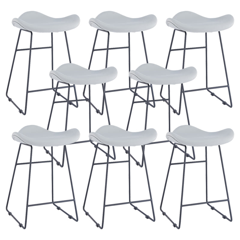 Armless Faux Leather Bar Stool Modern Counter Stool with Metal Counter Stool