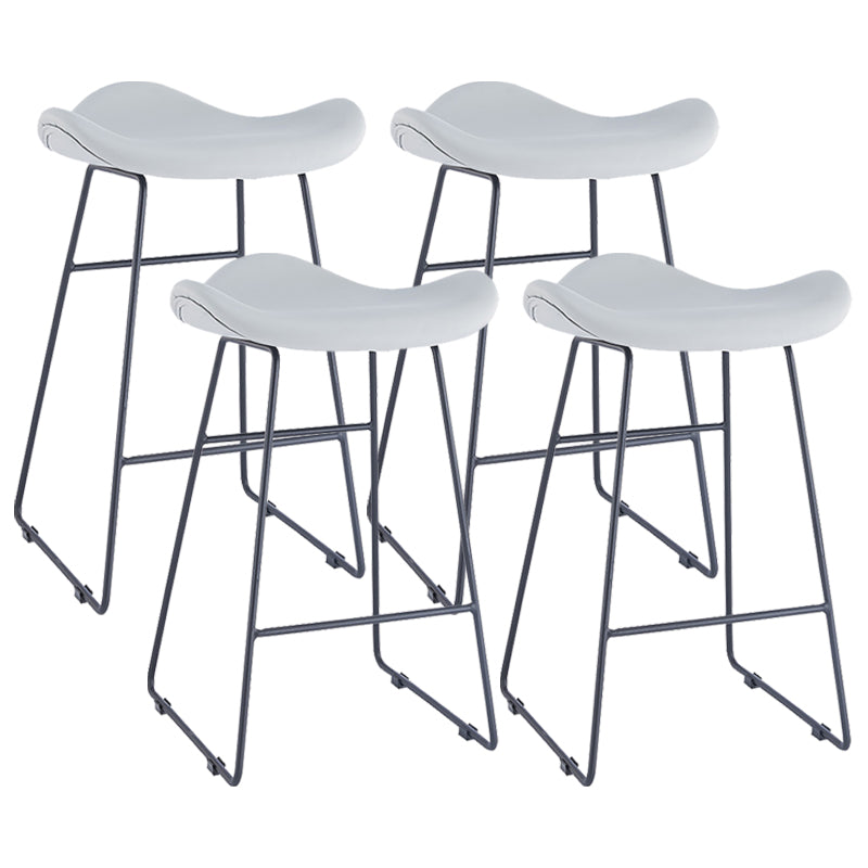 Armless Faux Leather Bar Stool Modern Counter Stool with Metal Counter Stool