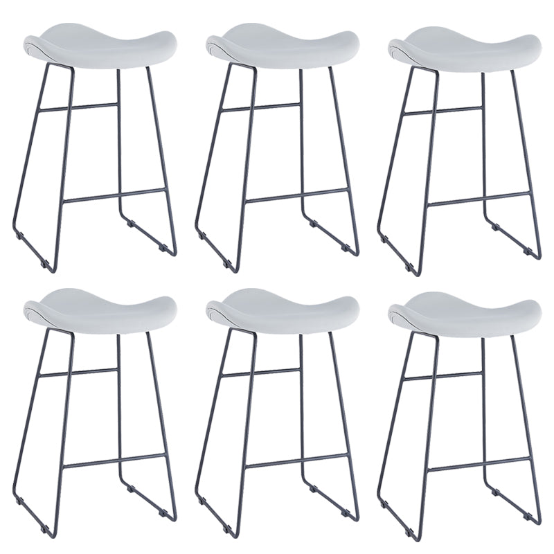 Armless Faux Leather Bar Stool Modern Counter Stool with Metal Counter Stool