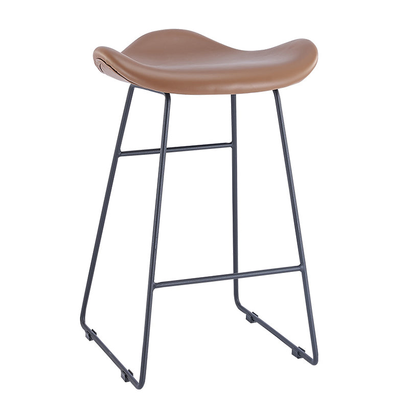 Armless Faux Leather Bar Stool Modern Counter Stool with Metal Counter Stool