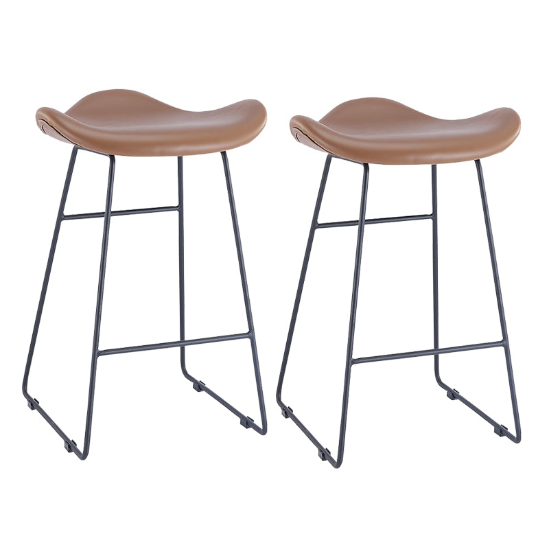 Armless Faux Leather Bar Stool Modern Counter Stool with Metal Counter Stool