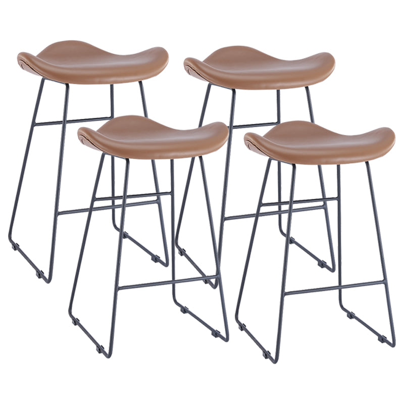 Armless Faux Leather Bar Stool Modern Counter Stool with Metal Counter Stool