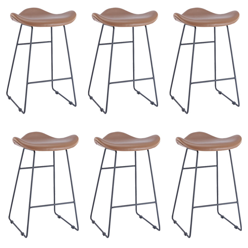 Armless Faux Leather Bar Stool Modern Counter Stool with Metal Counter Stool