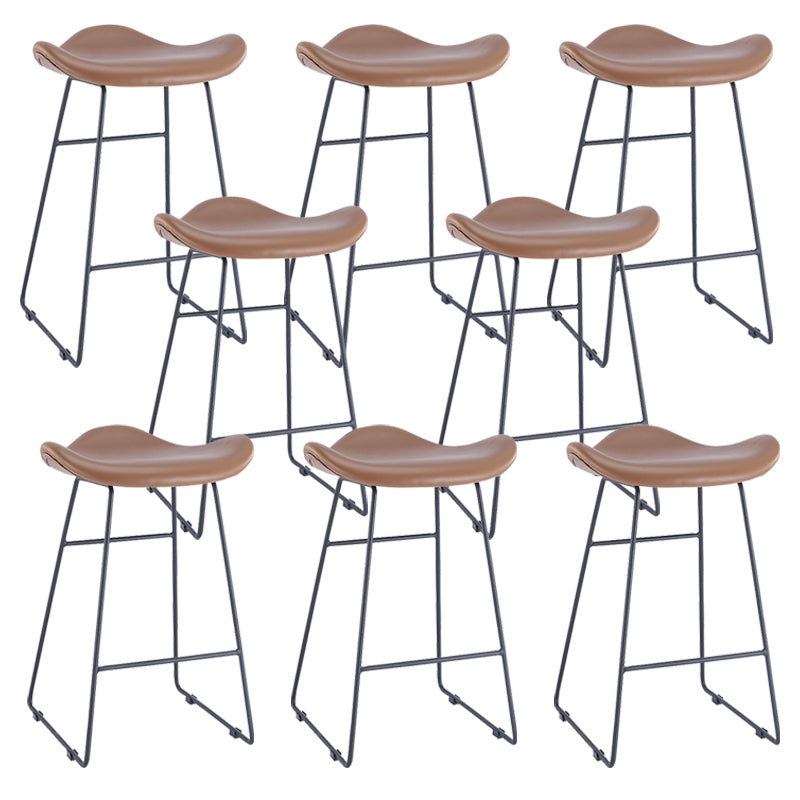 Armless Faux Leather Bar Stool Modern Counter Stool with Metal Counter Stool