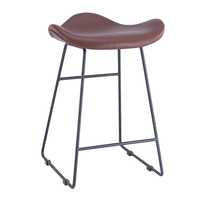 Armless Faux Leather Bar Stool Modern Counter Stool with Metal Counter Stool