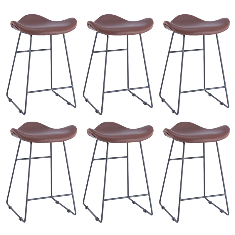 Armless Faux Leather Bar Stool Modern Counter Stool with Metal Counter Stool