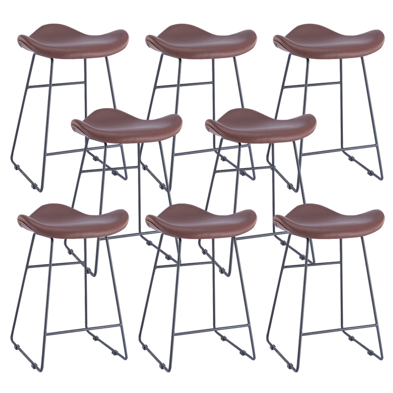 Armless Faux Leather Bar Stool Modern Counter Stool with Metal Counter Stool