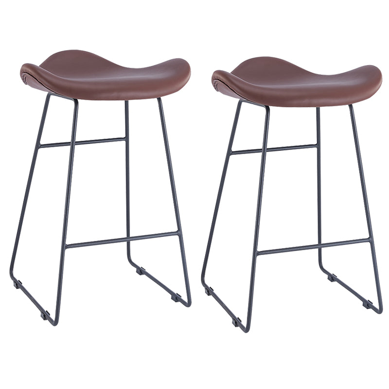 Armless Faux Leather Bar Stool Modern Counter Stool with Metal Counter Stool